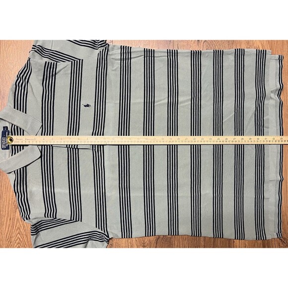 Vintage Polo Ralph Lauren Shirt Mens XL Striped Green Blue 90s Pony Short Sleeve - Picture 5 of 10